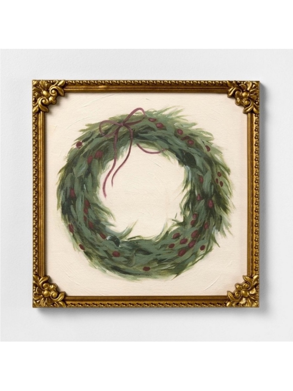 Studio McGee Threshold Red Ribbon Bow Framed Wreath Wall Art Christmas 2025